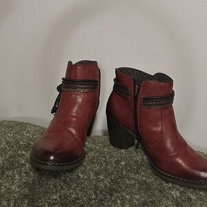 Rieker Women's Burgundy Ankle Boots